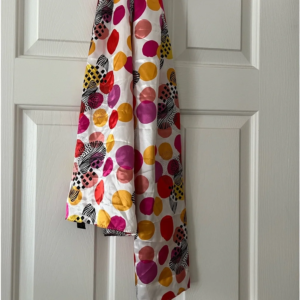 Vibrant Polka Dot Home Accent Throw - White with Pink, Orange & Yellow